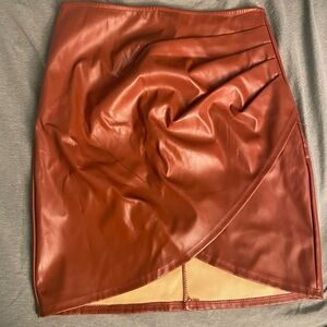 Brown Faux Leather Skirt
